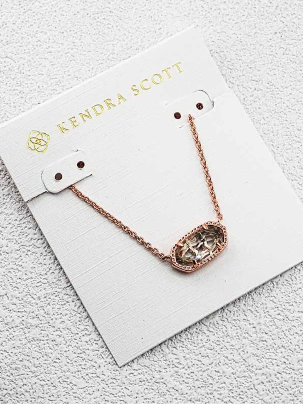 Kendra Scott Rose Gold Necklace with Clear Stone